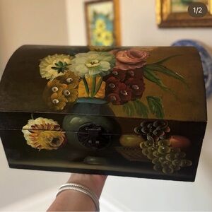 Hand-Painted Floral Wooden Box